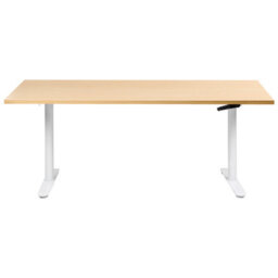 Beliani Manual Adjustable Standing Desk Destinas Light Brown/ White 180 Cm 72 Cm - thumbnail 4