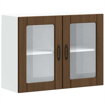 Berkfield Durable Kitchen Wall Cabinet With Glass Door Lucca Brown Oak Engineered Wood
