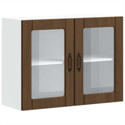 Berkfield Durable Kitchen Wall Cabinet With Glass Door Lucca Brown Oak Engineered Wood