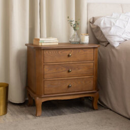 Melody Maison Dark Wood 3 Drawer Extra Wide Bedside Table - Ashwell Range - thumbnail 1