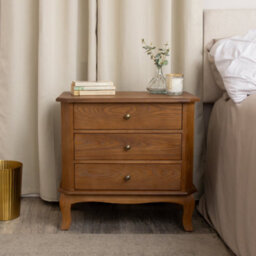 Melody Maison Dark Wood 3 Drawer Extra Wide Bedside Table - Ashwell Range - thumbnail 2