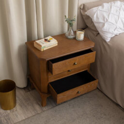 Melody Maison Dark Wood 3 Drawer Extra Wide Bedside Table - Ashwell Range - thumbnail 3