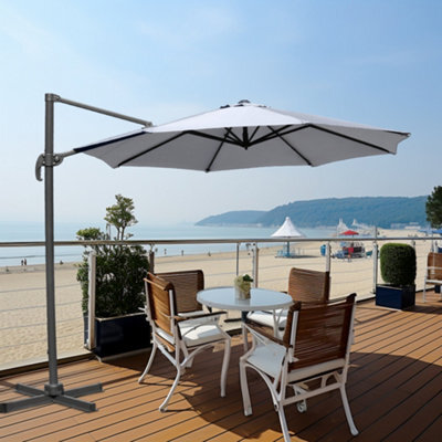 Sundaze 3M Grey Garden Cantilever Roma Parasol Umbrella With 360 Degree Rotation Outdoor Patio - image 1