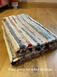 Second Nature Online Festival Recycled Cotton Blend Rag Rug In Varied Colourways Indoor And Outdoor Use / 60 Cm X 90 Cm / Blue - thumbnail 4