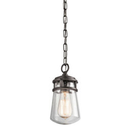 Stylish Outdoor Ip44 1 Bulb Chain Lantern In Architectural Bronze With Led E27 Socket