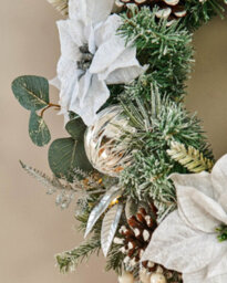 Werchristmas 60 Cm Pre-Lit Frosted Silver And White Decorated Artificial Christmas Wreath, 20 Warm White Leds - thumbnail 6