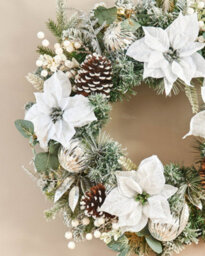 Werchristmas 60 Cm Pre-Lit Frosted Silver And White Decorated Artificial Christmas Wreath, 20 Warm White Leds - thumbnail 3