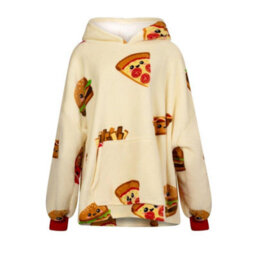 Urban Unique Fast Food Sherpa Fleece Hoodie Blanket/throw Yellow Oversized