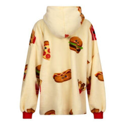 Urban Unique Fast Food Sherpa Fleece Hoodie Blanket/throw Yellow Oversized - thumbnail 2