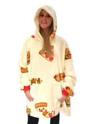 Urban Unique Fast Food Sherpa Fleece Hoodie Blanket/throw Yellow Oversized - thumbnail 3