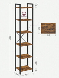 LEDREM 6-Tier Tall Bookshelf, Narrow Bookcase, Skinny Book Shelf For Living Room, Home Office, Study, 30 X 40 X 187.5 Cm - thumbnail 7