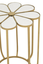 Orsina Distinctive Petal Side Table With Mirrored Top, Gold Finish Bedside Table, Botanical Design Nesting Table - thumbnail 5