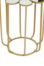 Orsina Distinctive Petal Side Table With Mirrored Top, Gold Finish Bedside Table, Botanical Design Nesting Table - thumbnail 4