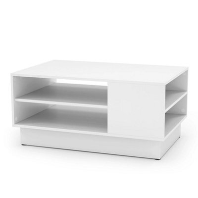 86Cm Rectangular Coffee Table Modern Center Table With Shelves - image 1