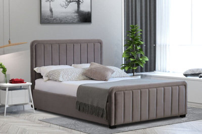 Comfy Living 5Ft Brushed Velvet Fabric Dark Grey Ottoman Bed Frame - image 1