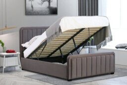 Comfy Living 5Ft Brushed Velvet Fabric Dark Grey Ottoman Bed Frame - thumbnail 2