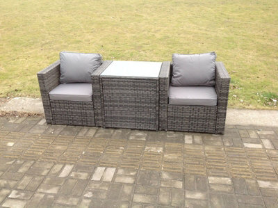 Fimous Rattan Sofa Arm Chair Footstool Garden Patio Furniture Set Bistro Set With Coffee Table 2 Seater - image 1