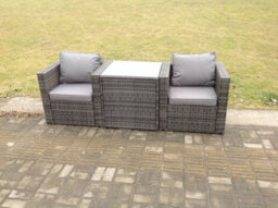 Fimous Rattan Sofa Arm Chair Footstool Garden Patio Furniture Set Bistro Set With Coffee Table 2 Seater - thumbnail 1