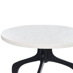 Beliani 36Cm Round Side Table - White Marble Top With Black Metal Legs - thumbnail 4