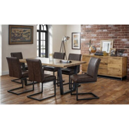 Ashfield Brooklyn Oak Dining Set With 6 Faux Leather Chairs - thumbnail 1