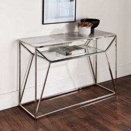 Native Home & Lifestyle Marble Glass Silver Plated Console Table