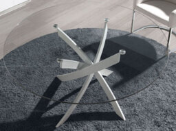 Angel Cerda Elegant Round Tempered Glass Dining Table With White Steel Legs - thumbnail 6