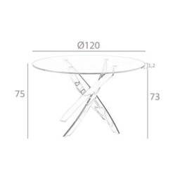 Angel Cerda Elegant Round Tempered Glass Dining Table With White Steel Legs - thumbnail 7
