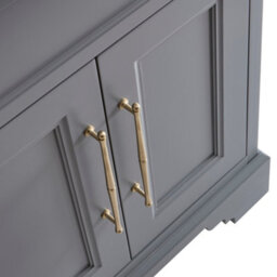 Homestylestore Light Grey And Oak 645mm Bathroom Vanity Unit And Brushed Brass T Bar Handles - thumbnail 5