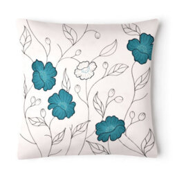 Intimates Embroidered Detail Faux Silk Cushion, Zip Closure, Machine Washable - Blue