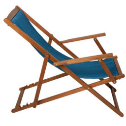 Charles Bentley Folding Fsc Eucalyptus Wooden Deck Chair Beach Sun Lounger Teal - thumbnail 3