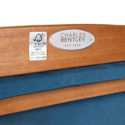Charles Bentley Folding Fsc Eucalyptus Wooden Deck Chair Beach Sun Lounger Teal - thumbnail 7