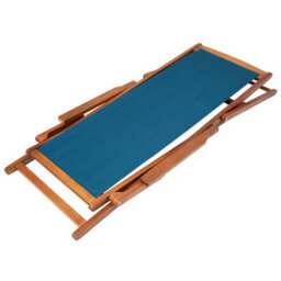 Charles Bentley Folding Fsc Eucalyptus Wooden Deck Chair Beach Sun Lounger Teal - thumbnail 5