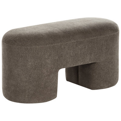 Wyld And Coco Aurora Boucle Bench Pouffe Brown With Wide Larch Wood Legs, Compact Oval Seat W88 X D39 X H46Cm - image 1