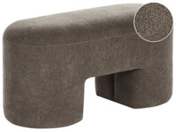 Wyld And Coco Aurora Boucle Bench Pouffe Brown With Wide Larch Wood Legs, Compact Oval Seat W88 X D39 X H46Cm - thumbnail 3