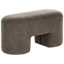 Wyld And Coco Aurora Boucle Bench Pouffe Brown With Wide Larch Wood Legs, Compact Oval Seat W88 X D39 X H46Cm - thumbnail 5