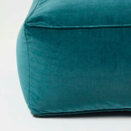 Homescapes Teal Green Velvet Pouffe Bean Cube - thumbnail 4