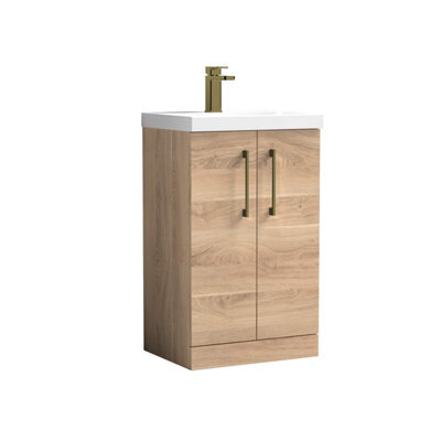 Balterley Bramshall Modern Bathroom 2 Soft Close Door & Mid-Edge Vanity Unit Basin, Bleached Oak, 500mm - image 1