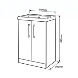 Balterley Bramshall Modern Bathroom 2 Soft Close Door & Mid-Edge Vanity Unit Basin, Bleached Oak, 500mm - thumbnail 5