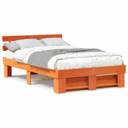 Berkfield With Headboard Wax Brown 120 X 190 Cm Solid Pine Wood - thumbnail 4