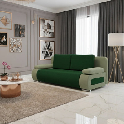 Emma Upholstered Sofa Bed With Storage With Sleeping Function Comfortable And Stylish For The Living Room Green And Mint - image 1