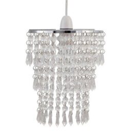 Set Of 2 Modern Easy Fit Ceiling Light Shades Chrome Clear Acrylic Crystal Jewel - thumbnail 4