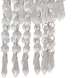 Set Of 2 Modern Easy Fit Ceiling Light Shades Chrome Clear Acrylic Crystal Jewel - thumbnail 3