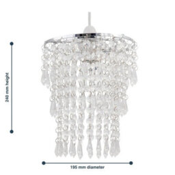 Set Of 2 Modern Easy Fit Ceiling Light Shades Chrome Clear Acrylic Crystal Jewel - thumbnail 2
