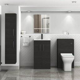 Royal Bathrooms Turin Hale Black 500mm Floor Standing Vanity Unit 2 Door With Minimalist Basin Sink & Matt Black Handles - thumbnail 2