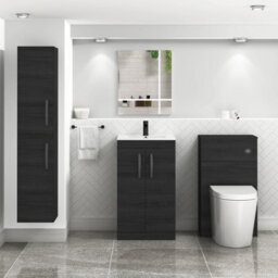 Royal Bathrooms Turin Hale Black 500mm Floor Standing Vanity Unit 2 Door With Minimalist Basin Sink & Matt Black Handles - thumbnail 4