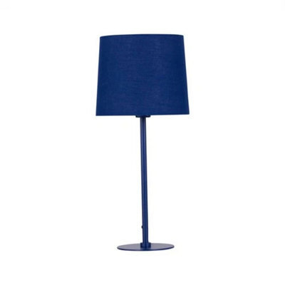40Cm Navy Blue Table Lamp Modern Bedside Lamp Fabric Shade E14 Led Bulb - image 1