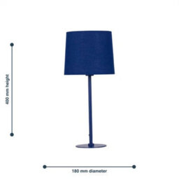 40Cm Navy Blue Table Lamp Modern Bedside Lamp Fabric Shade E14 Led Bulb - thumbnail 2