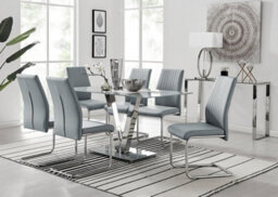 Furniturebox Uk Florini V Grey Dining Table And 6 Grey Lorenzo Chairs - thumbnail 1