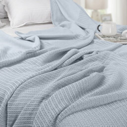 Ehc Lightweight Hand Woven Adult Cellular Cotton Blanket,king 230 X 250Cm - Light Grey - thumbnail 5