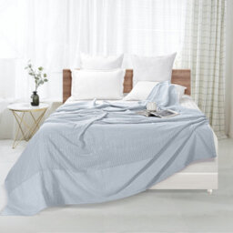 Ehc Lightweight Hand Woven Adult Cellular Cotton Blanket,king 230 X 250Cm - Light Grey - thumbnail 4